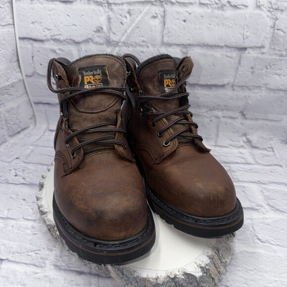 Timberland Pro 33034 24/7 Pit Boss Steel Toe Boots Brown 9.5 W Cushion Safety - Picture 1 of 12